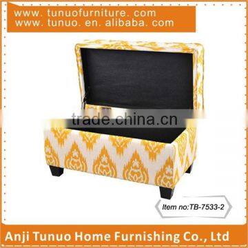 Ottoman,Long chair,Shoe storage,Square shape,Wood and printed fabric,TB-7533-2