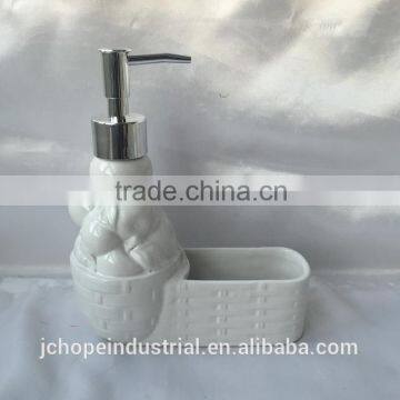ceramic apple basket lotion pump/soap dispenser & scrubby sponge holder