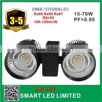 Warranty 3 years CRI 90 Aluminum Housing track light Led, adjustable COB 2X20W 40W LED track light