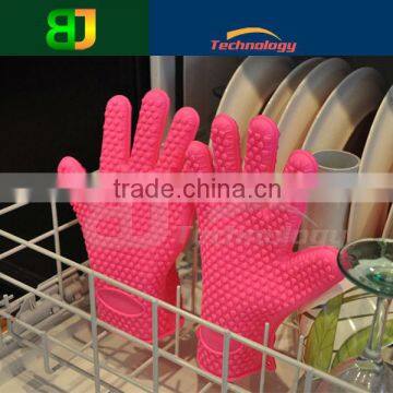 Non stick silicone glove/ silicone oven mitts for oven cooking/silicone oven gloves with fingers/bakery gloves