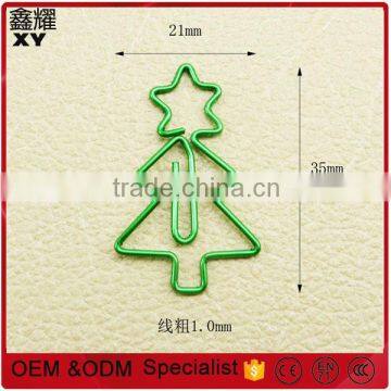 popular Christmas decoration gifts metal green Top star Christmas tree paper clips