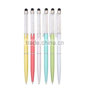 Cheapest price crystal promotional metal ball pen aluminum pen body with touch