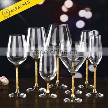 24 Carat Gold Leaf Large Bowl Delicate Burgundy Wine Glass Unique Stemware
