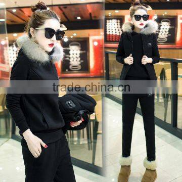 Europe 2016 new winter leisure suit with Korean female cashmere sweater thickening fashion movement three piece tide