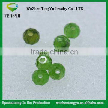 Round Facet Shape Natural Green Chrome Diopside Beads photo-3