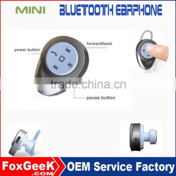 Support music playing handsfree mini earphone earpiece with bluetooth portable for mobile phone and apple