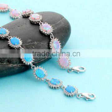 925 Sterling Silver Blue Opal Handmade Bracelet SBI184W photo-4
