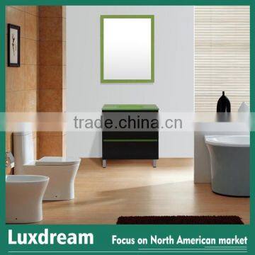 Black free Standing Modern MDF Bathroom Vanity With Green sink