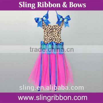 New Design Multicolor Leopard Tutu Dress Hair Bow Holder