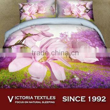 purple floral printed deep pocket 100% quilt duvet cover set 3D HOT SALE!!!