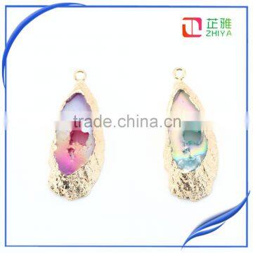 Wholesale Quartz Agate Stone druzy charm pendant for handmade DIY