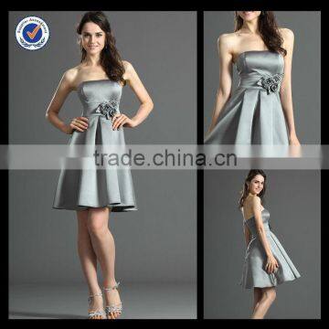 High Quality Strapless Satin Navy Short/mini Bridesmaid Dresses Patterns bm00080