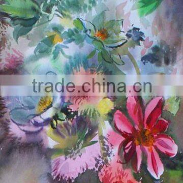 Modern painting flowers watercolor paper