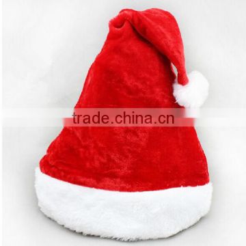 Hot sale christmas decoration, high-grade velvet short plush santa clause hat, new design soft christmas hat