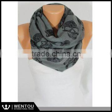 Gray Black Lightweight Oversize Scarf Holiday Fashion Skulls Scarf