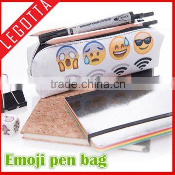 Wholesale cheap price innovative emoji series popular school fabric pencil bag