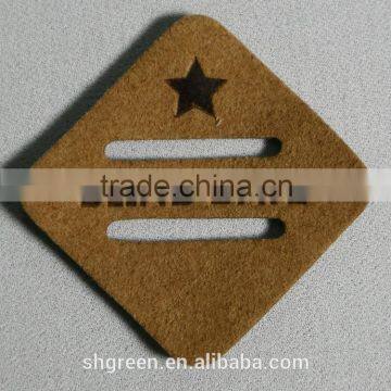 Die cut microfibre leather patch,hot pressed microfibre label