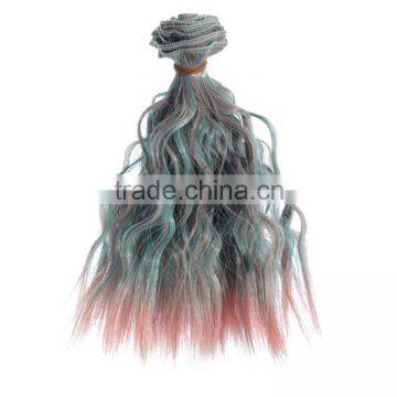 Ombre Color Kinky Curl Sythetic Hair Piece for Doll Wig photo-2