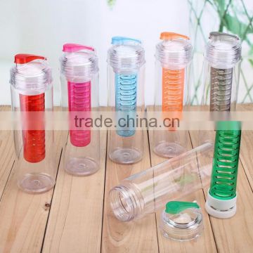 New 2015 700ml Plastic fruit cup 100% BPA fee Fruit Infusing Infuser Water Bottle creative Lemon Juice Bottle