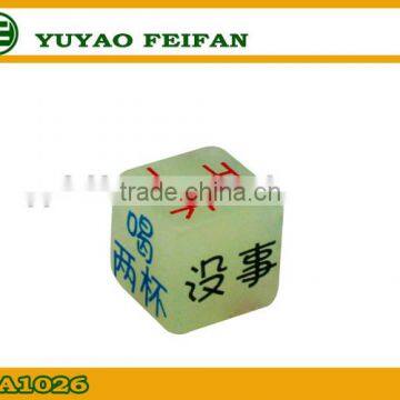 Funny Acrylic Noctilucence Custom Six Sided Dice For KTV Game 20mm