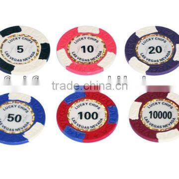 13.5g clay material poker chips,denomination block poker chips