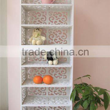 carved pattern household plastic storage rack in white color FH-BL0742