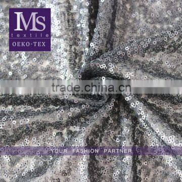 Newest Design Poly thin gray sequin lace fabric wholesale for clothing