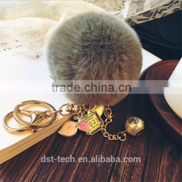 2017 wholesale personalized key chains rings Rabbit fur keychains