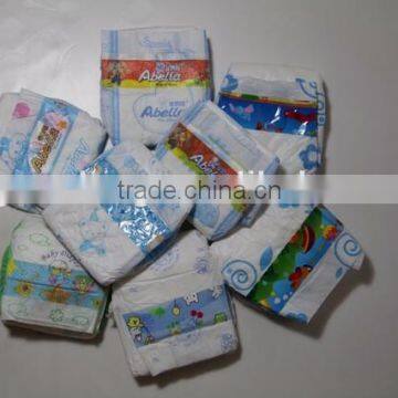 pe film or cloth-like magic tape or pp tape B grade stock baby diapers