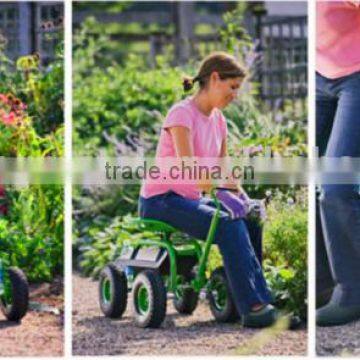 Rolling Garden Cart Work Seat With Heavy Duty Tool Tray Durable TC4501