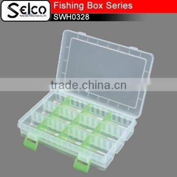 SWH0328B 12 Blocks Transparent Green boards plastic fishing tackle box