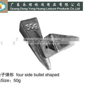 four side bullet shaped fishing lead weight