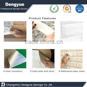Adhesive Embossed Foam Wallpaper Wall Stickers Waterproof Non-toxic 3D Background Foam Wallpaper photo-3