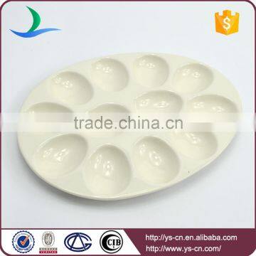 New product beige oval crackle glaze ceramic egg tray holder