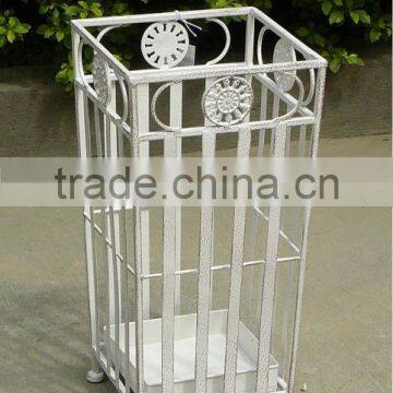 Shabby Chic Metal Umbrella Stand Holder Elegant Antique White