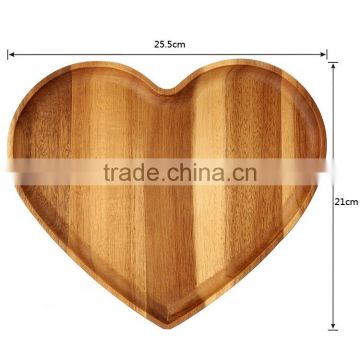 High quality heart shape solid wood tray