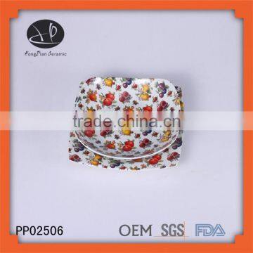 Hot selling food safety colored China decorative porcelain white plate