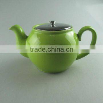 stock porcelain tea pot with stainless steel lid