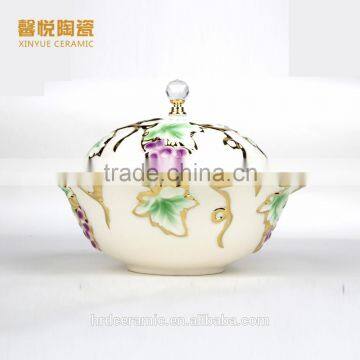 New Style China Ceramic Electroplating Soup Bowl With Lid photo-2