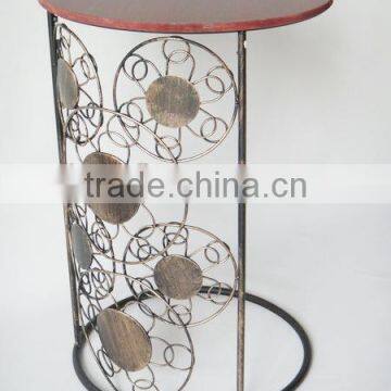 Wood Top "NEW" Circle Motif End Table Round Sofa Side Table photo-2