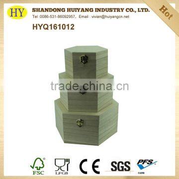 unfinished hexagon wooden packaging box wholesale