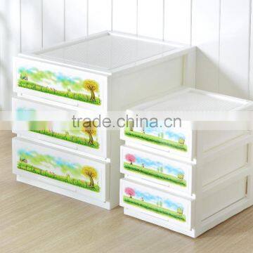 3 layer new plastic printed drawer storage cabintes