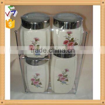Kitchen Ceramic Canister With Iron Rack
