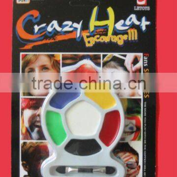 certificate approved fans safe multi-color round face paint with brush, customized football fans safety face paint with brush