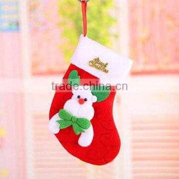 New Products 2017 Personalized Beaded Eyes of Bear Deer Santa Claus Fabric Sock Decor Wool Felt Bucilla Christmas Stocking Kits photo-2