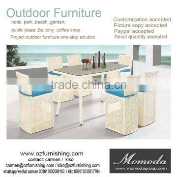 9176 modren design rattan bar high table tempered glass top bar furniture