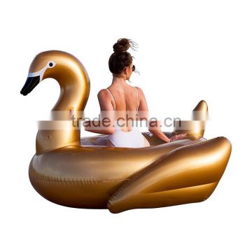 2017 hot selling leasure giant gold swan inflatable pool float outdoor swim raft water game loungr for kids and adults