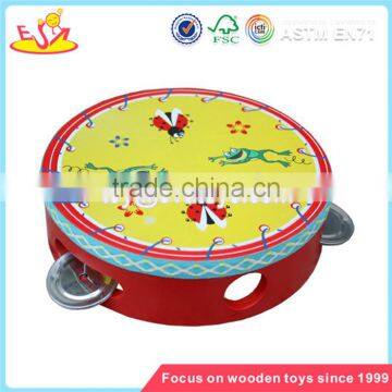 wholesale delicate wooden Tambourine toy multiple colour wooden Tambourine toy and hot selling kids wooden Tambourine W07F002