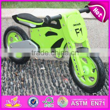 Green Motor Style Kids Wooden Balance Bike with CE approval,Cheap Balance Children wooden balance bike W16C069