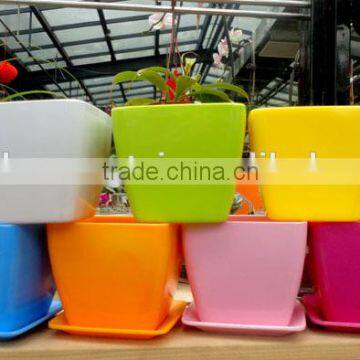 Square Plastic Light Color Flower Pot photo-5
